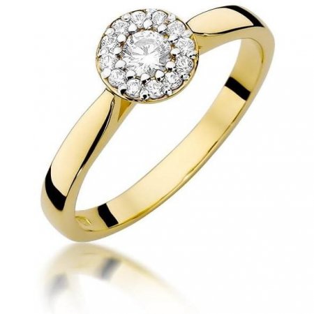 Harf Złoty pierścionek zaręczynowy halo B0724-PI-AUZ-DIW-02-OK