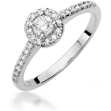 Harf Pierścionek halo z białego złota z diamentem 0,15 ct, próba 375 B0812-PI-00-DIW-02-OK