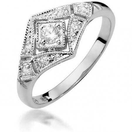 Harf Pierścionek z białego złota z diamentem 0,10 ct, próba 375 B0824-PI-00-DIW-02-OK