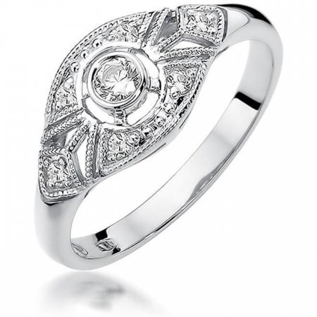 Harf Pierścionek z białego złota z diamentem 0,10 ct, próba 375 B0826-PI-00-DIW-02-OK
