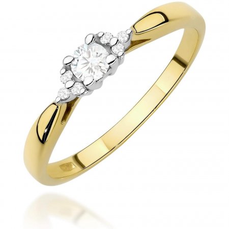 Harf Pierścionek z żółtego złota próby 375 z diamentem laboratoryjnym 0,10 ct B0856-PI-00-LDW-02-OK
