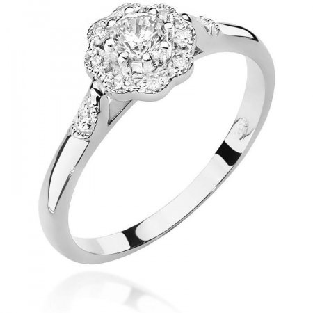 Harf Pierścionek halo z białego złota z diamentem 0,23 ct, próba 375 B0868-PI-00-DIW-02-OK