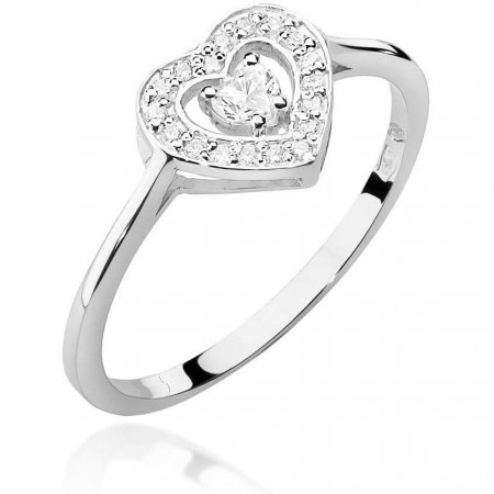 Harf Pierścionek halo z białego złota z diamentem 0,10 ct, próba 375 B0884-PI-00-DIW-02-SE