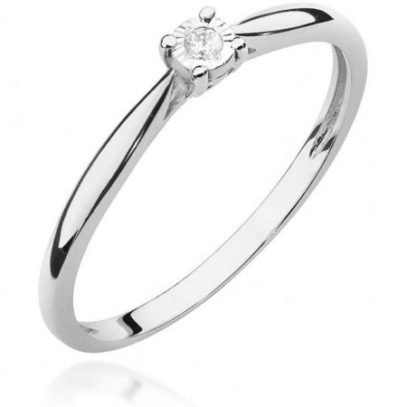 Harf Pierścionek z białego złota z diamentem, próba 375 B0922-PI-00-DIW-02-OK