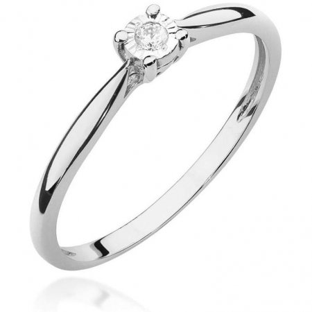 Harf Pierścionek z białego złota z diamentem, próba 375 B0922-PI-00-DIW-04-OK