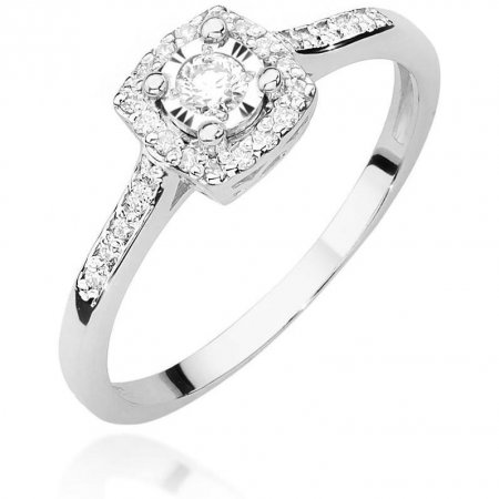 Harf Pierścionek halo z białego złota z diamentem 0,08 ct, próba 375 B0924-PI-00-DIW-02-OK