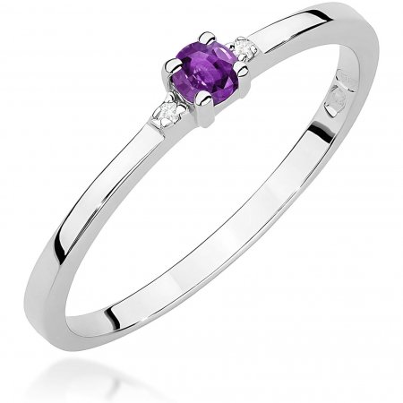 Harf Pierścionek z ametystem i diamentami, białe złoto, próba 585 B0928-PI-AUB-AMV-02-OK