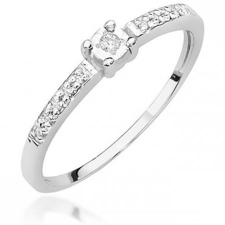 Harf Pierścionek z białego złota z diamentem, próba 375 B0934-PI-00-DIW-02-OK
