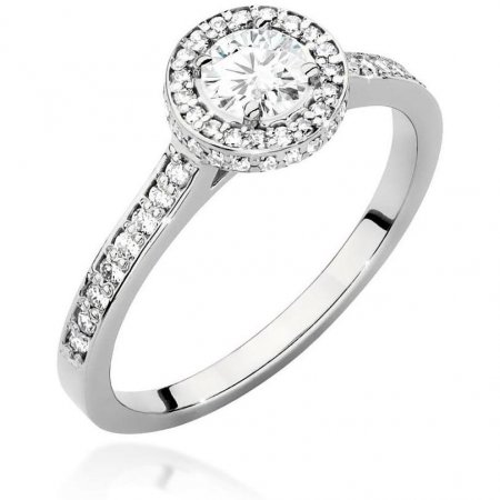 Harf Pierścionek halo z białego złota z diamentem 0,40 ct, próba 375 B1016-PI-00-DIW-02-OK