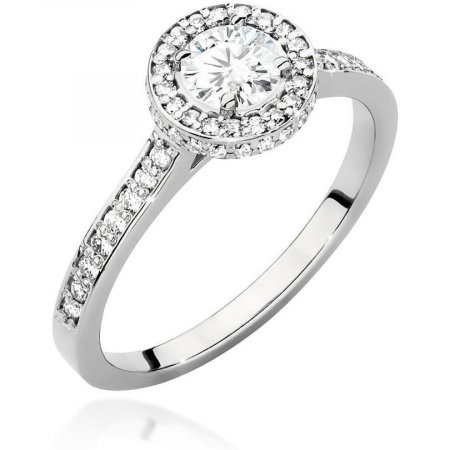 Harf Pierścionek halo z białego złota próby 375 z diamentem 0,50 ct B1016-PI-00-DIW-04-OK