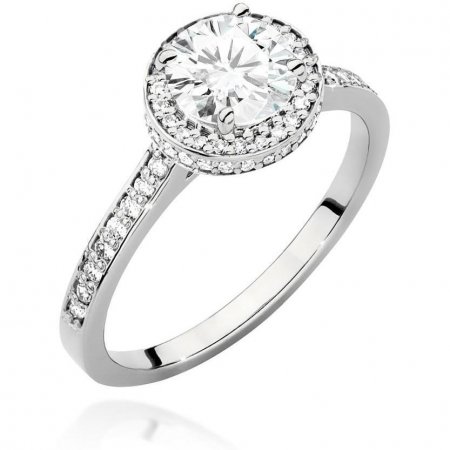 Harf Pierścionek halo z białego złota z diamentem 1,00 ct, próba 375 B1016-PI-00-DIW-08-OK