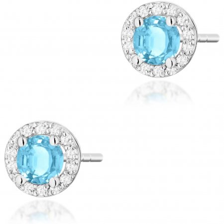 Harf Złote kolczyki, topaz swiss i diamenty, białe złoto, próba 585  B1018-KO-AUB-TOB-02-OK