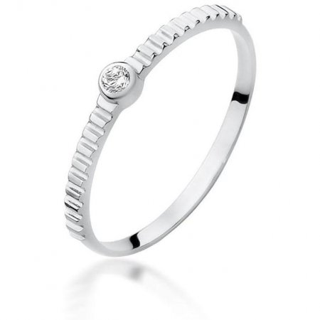 Harf Pierścionek z białego złota z diamentem, próba 375 B1024-PI-00-DIW-02-OK