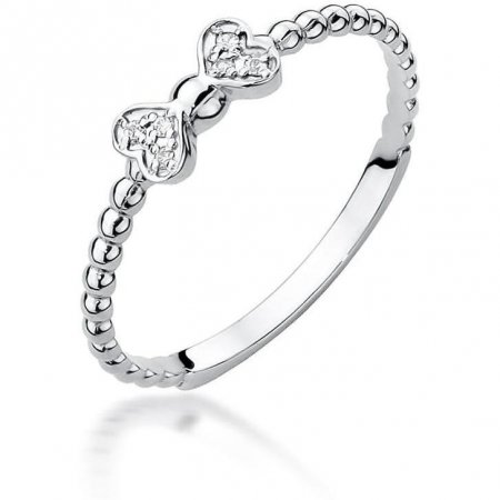 Harf Pierścionek z białego złota z diamentami, próba 375 B1046-PI-00-DIW-02-00
