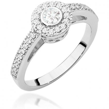 Harf Pierścionek halo z białego złota z diamentem 0,15 ct, próba 375 B1060-PI-00-DIW-02-OK