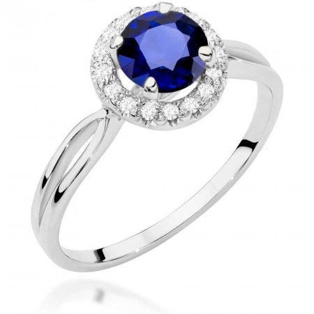 Harf Pierścionek halo z białego złota z szafirem 1,00 ct, próba 375 B1076-PI-00-SAB-02-OK