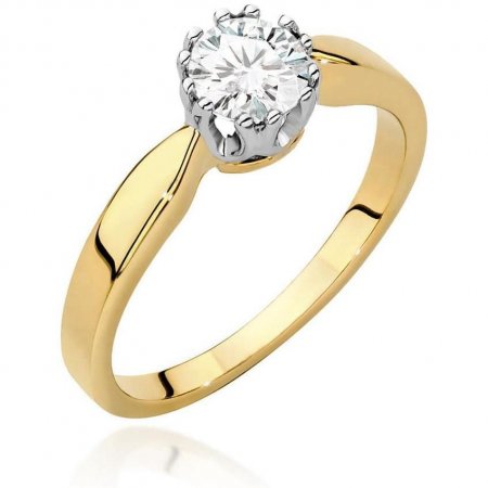 Harf Pierścionek z żółtego złota próby 375 z diamentem laboratoryjnym 0,50 ct B1082-PI-00-LDW-04-OK