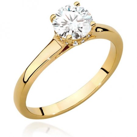 Harf Pierścionek z żółtego złota próby 375 z diamentem laboratoryjnym 0,70 ct B1094-PI-00-LDW-06-OK