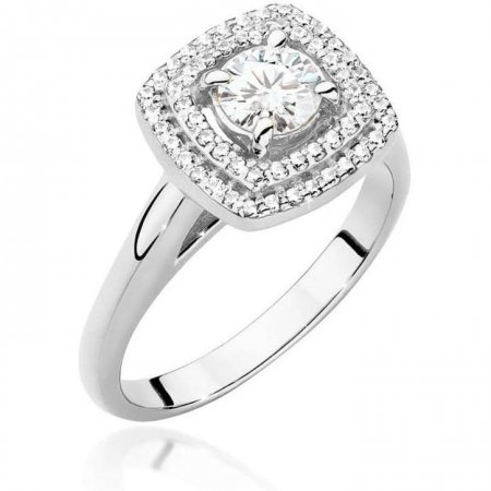 Harf Pierścionek halo z białego złota z diamentem 0,50 ct, próba 375 B1096-PI-00-DIW-04-OK
