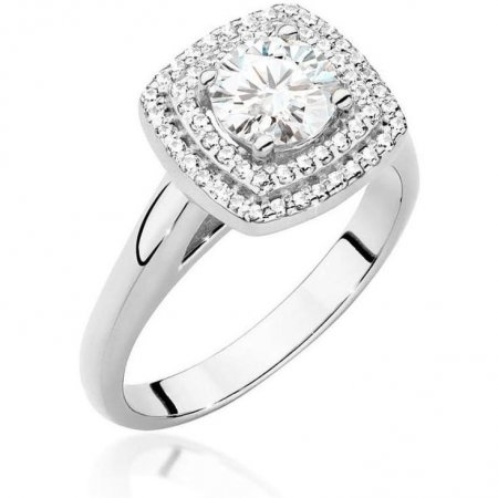 Harf Pierścionek halo z białego złota próby 375 z diamentem 0,70 ct B1096-PI-00-DIW-06-OK