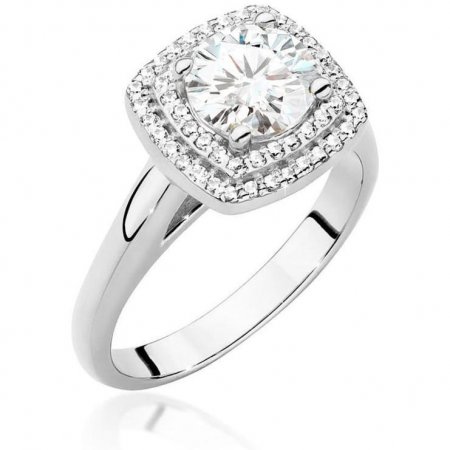Harf Pierścionek halo z białego złota próby 375 z diamentem 1,00 ct B1096-PI-00-DIW-08-OK