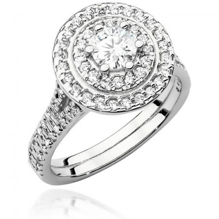 Harf Pierścionek halo z białego złota próby 375 z diamentem 0,40 ct B1098-PI-00-DIW-02-OK