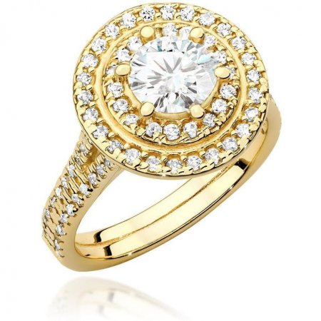 Harf Pierścionek halo z żółtego złota z diamentem laboratoryjnym 0,70 ct, próba 375 B1098-PI-00-LDW-06-OK