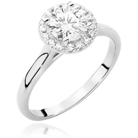Harf Pierścionek halo z białego złota z diamentem 0,70 ct, próba 375 B1100-PI-00-DIW-06-OK