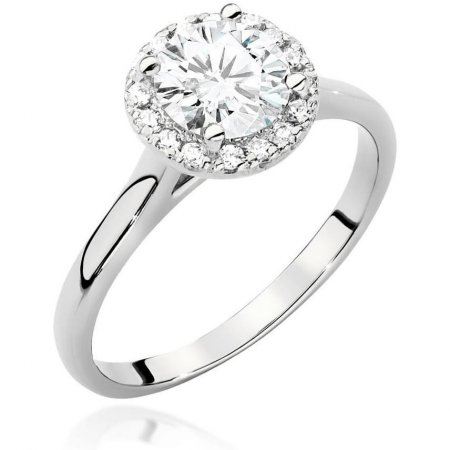 Harf Pierścionek halo z białego złota próby 375 z diamentem 1,00 ct B1100-PI-00-DIW-08-OK