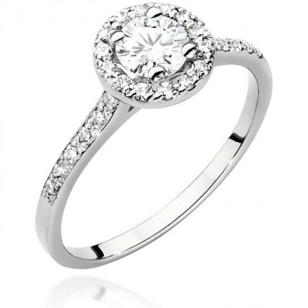 Harf Pierścionek halo z białego złota próby 375 z diamentem 0,50 ct B1102-PI-00-DIW-04-OK