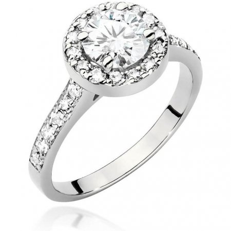 Harf Pierścionek halo z różowego złota próby 375 z diamentem 0,70 ct B1102-PI-00-DIW-06-OK
