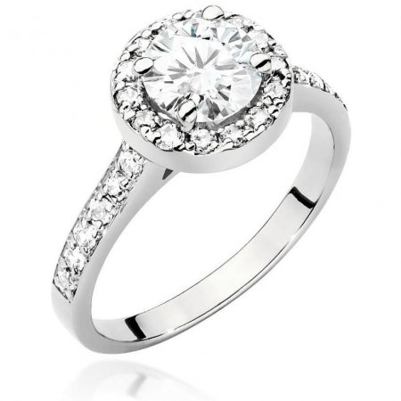 Harf Pierścionek halo z białego złota próby 375 z diamentem 1,00 ct B1102-PI-00-DIW-08-OK