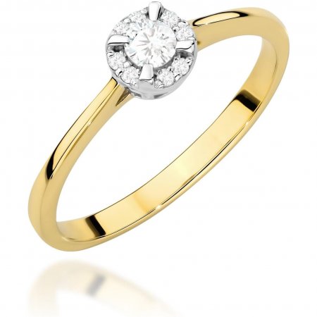 Harf Pierścionek halo z żółtego złota z diamentami, próba 375 B1120-PI-00-DIW-02-OK