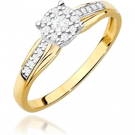 Harf Pierścionek halo z żółtego złota próby 375 z diamentami B1128-PI-00-DIW-02-OK