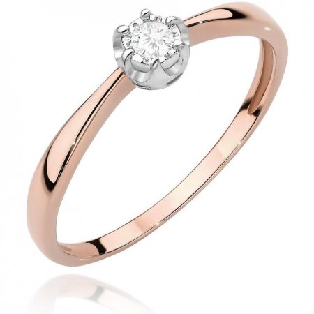 Harf Pierścionek z różowego złota próby 585 z diamentem 0,06 ct B1134-PI-AUR-DIW-02-OK