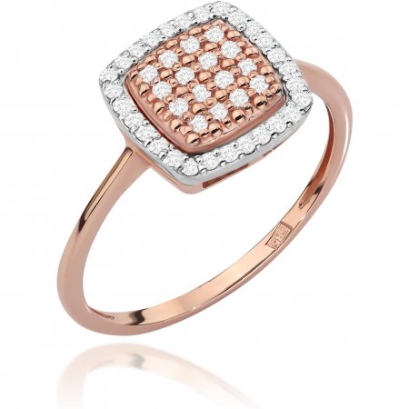 Harf Pierścionek halo z różowego złota z diamentami, próba 585 B1136-PI-AUR-DIW-02-00