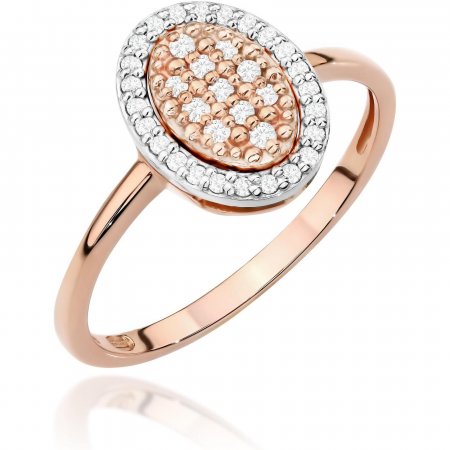 Harf Pierścionek halo z różowego złota z diamentami, próba 585 B1140-PI-AUR-DIW-02-00