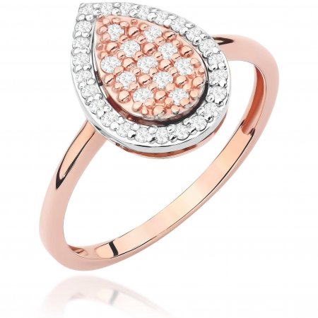 Harf Pierścionek halo z różowego złota z diamentami, próba 585 B1142-PI-AUR-DIW-02-00