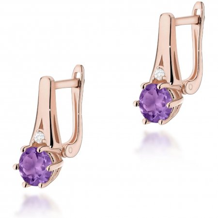 Harf Kolczyki z różowego złota próby 585 z ametystami B1144-KO-AUR-AMV-02-OK