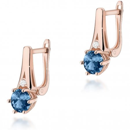Harf Kolczyki z różowego złota próby 585 z topazami London Blue B1144-KO-AUR-TOL-02-OK