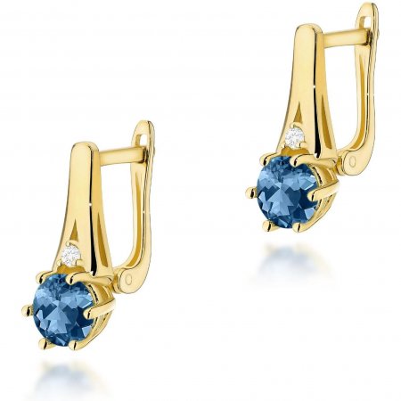 Harf Kolczyki z żółtego złota z topazami London Blue, próba 585 B1144-KO-AUZ-TOL-02-OK