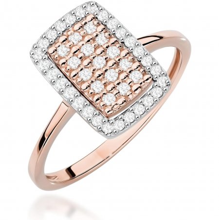 Harf Pierścionek z różowego złota próby 585 z diamentami B1146-PI-AUR-DIW-02-00