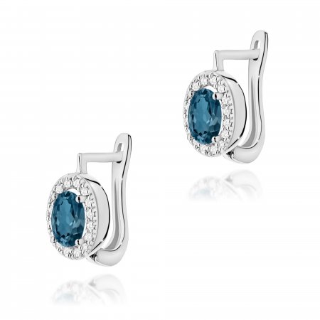 Harf Kolczyki z białego złota z topazami London Blue, próba 585 B1148-KO-AUB-TOL-02-OW