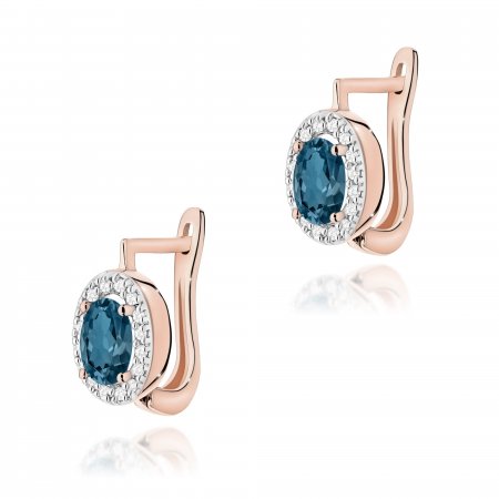 Harf Kolczyki z różowego złota próby 585 z topazami London Blue B1148-KO-AUR-TOL-02-OW