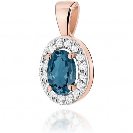 Harf Zawieszka z różowego złota z topazem London Blue, próba 585 B1148-ZA-AUR-TOL-02-OW