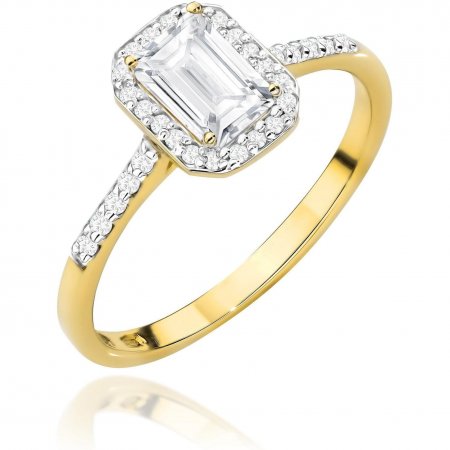 Harf Pierścionek halo z żółtego złota próby 375 z diamentem laboratoryjnym 0,60 ct B1150-PI-00-LDW-02-ON