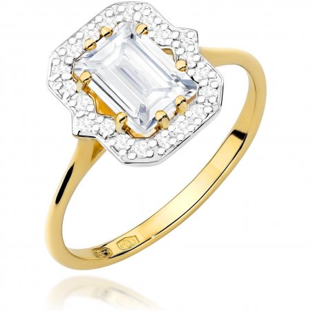 Harf Pierścionek halo z żółtego złota próby 375 z diamentem laboratoryjnym 1,00 ct B1152-PI-00-LDW-02-ON