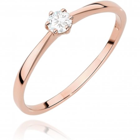 Harf Pierścionek z różowego złota próby 585 z diamentem 0,10 ct B1158-PI-AUR-DIW-02-OK