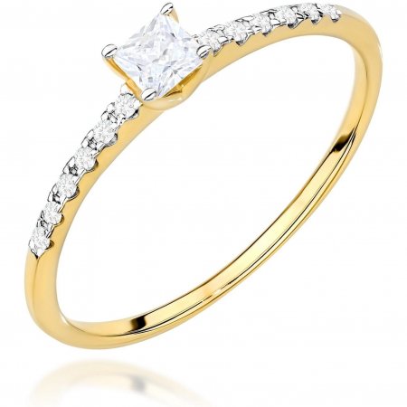 Harf Pierścionek z żółtego złota próby 375 z diamentem laboratoryjnym 0,15 ct B1176-PI-00-LDW-02-00