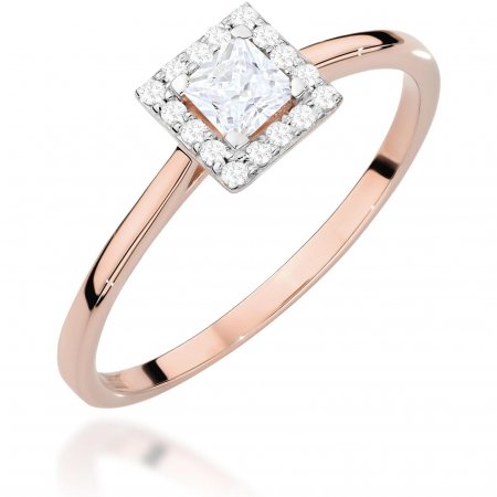 Harf Pierścionek halo z różowego złota z diamentem laboratoryjnym 0,23 ct, próba 585 B1180-PI-AUR-LDW-02-00